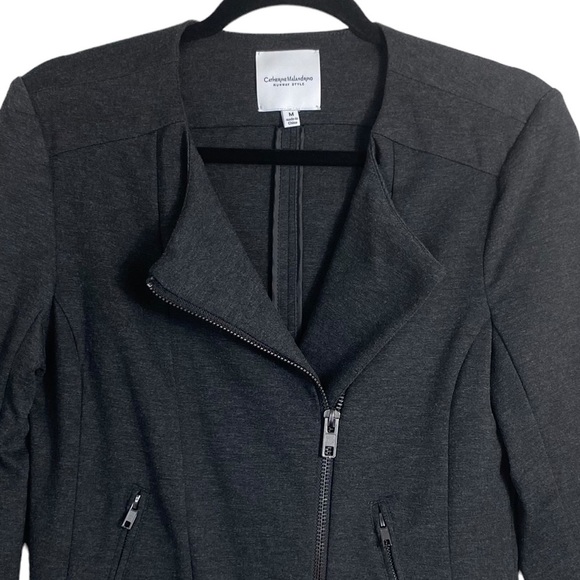 Catherine Malandrino Runway Style Women’s Charcoal Shanfa Moto Jacket EUC Size M - Picture 4 of 14